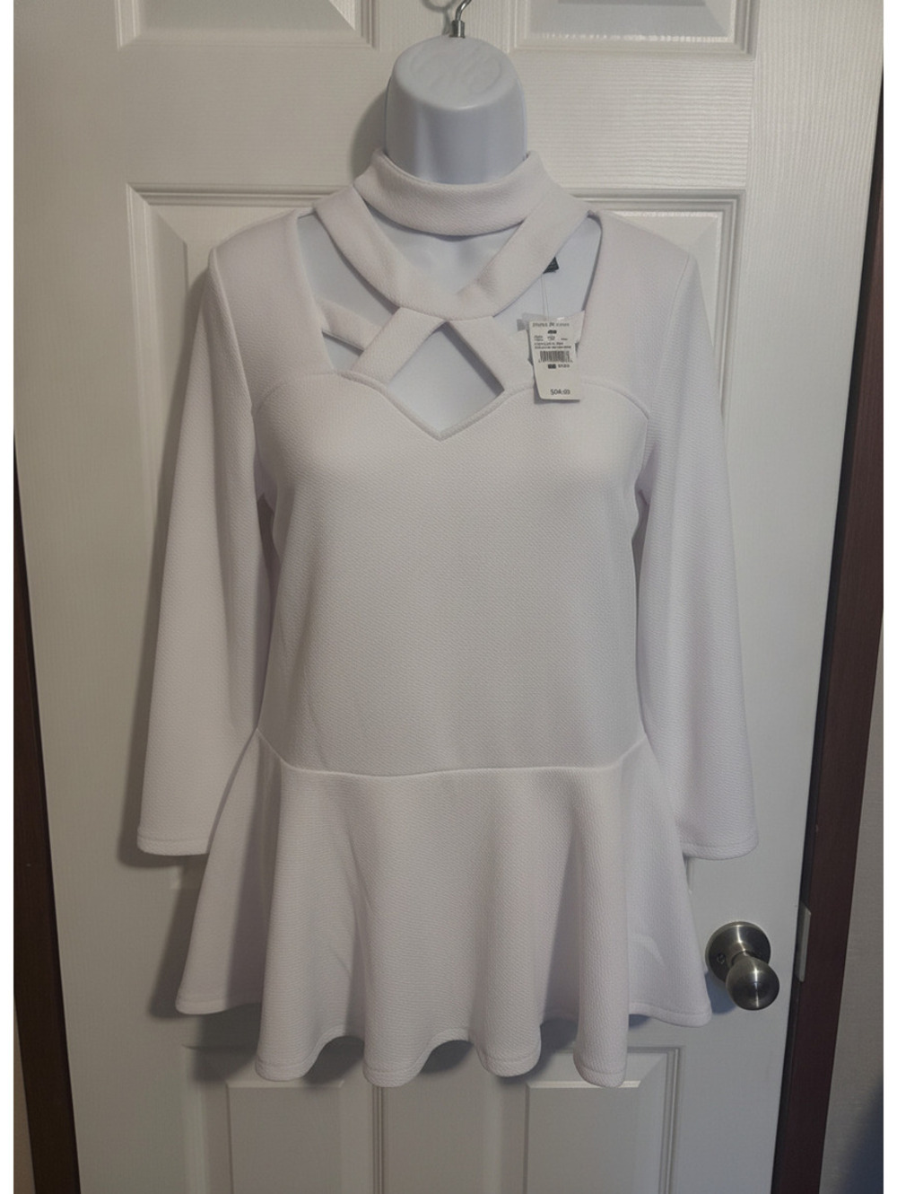 Ashley Stewart White Peplum Top Size 30/32